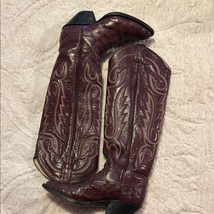 Burgundy Western Leather Boots